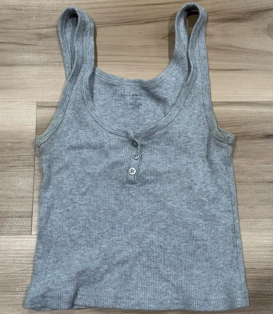 Brandy Melville Grey Ribbed Cropped Tank Top Women’s Small