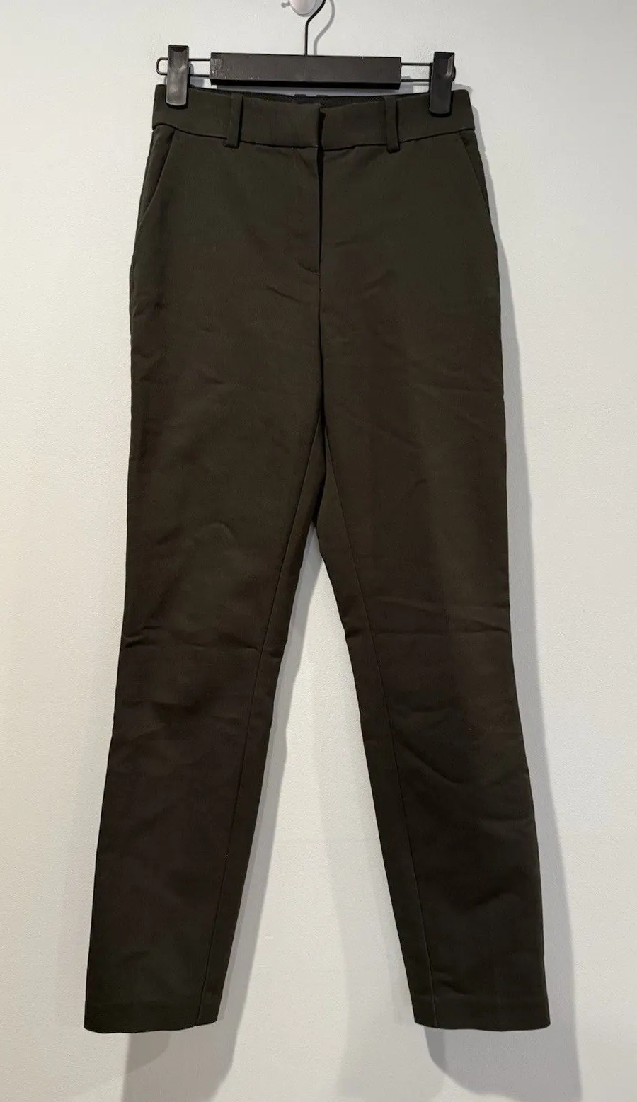 H&M Pants Women 2 DarkOlive Stretch Work Career Travel Elastic Minimalist Office