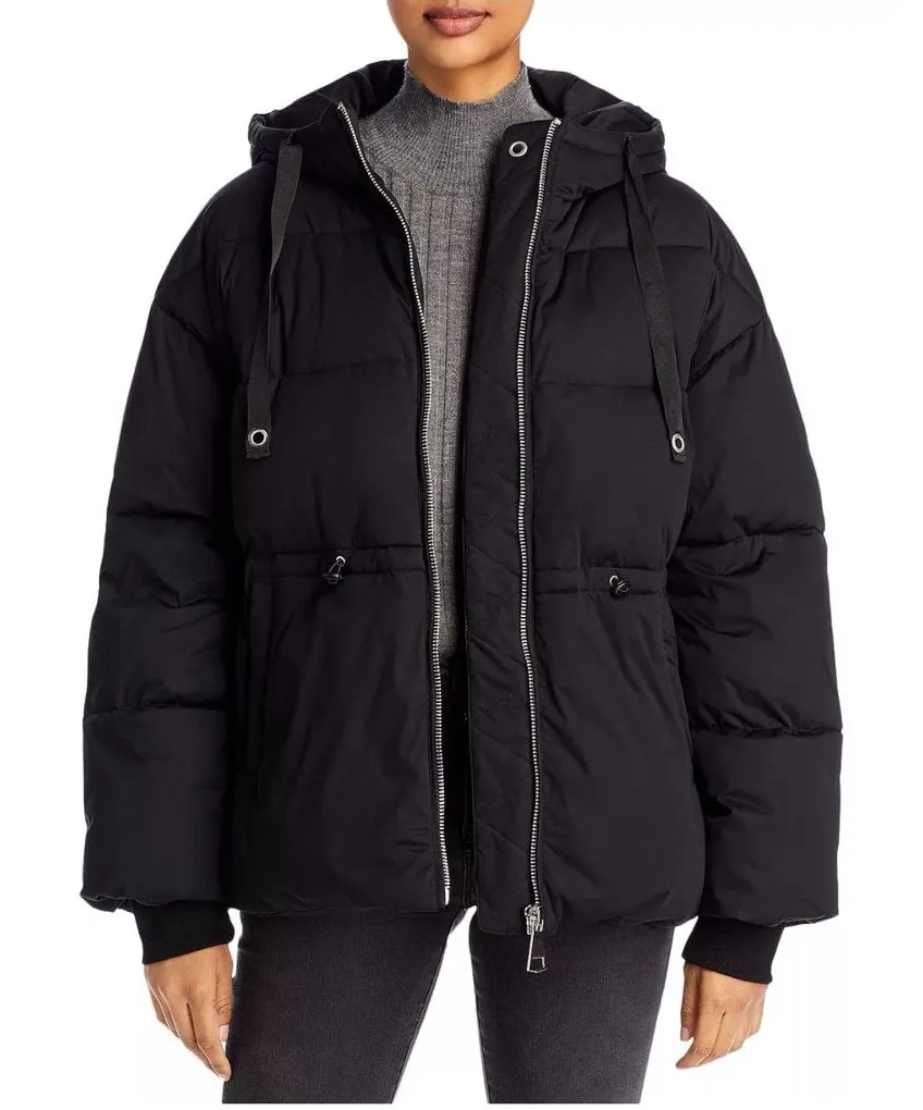 Aqua Hooded Puffer Coat Jacket in Black, Size XS, New w/Tag