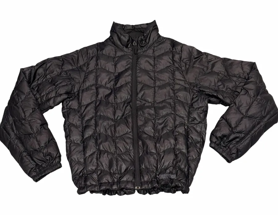 Marmot Black Quilted 800 Fill Goose Down Puffer Jacket Coat Medium