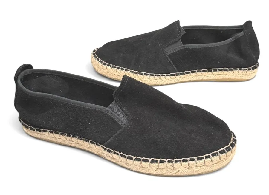 Free People Espadrille Slip On Shoes Womens 7.5 Black Suede Coastal Resort Boho