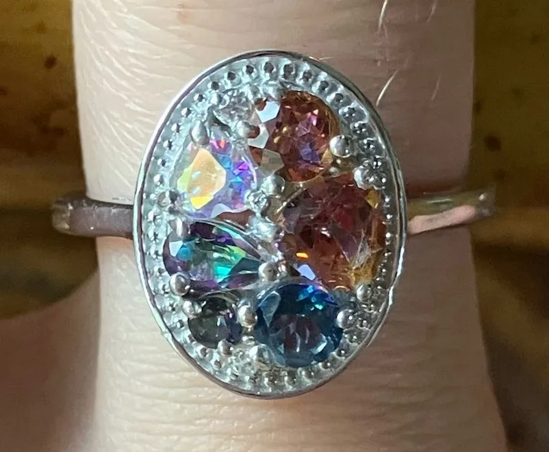 Multicolor Mystic Topaz Sterling Silver Ring Size 9.25 Blue