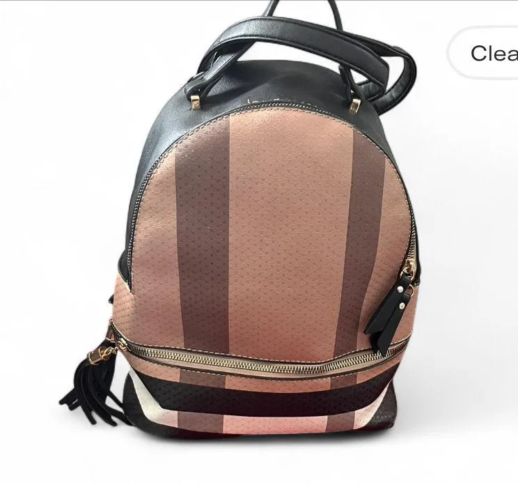 Black and tan backpack