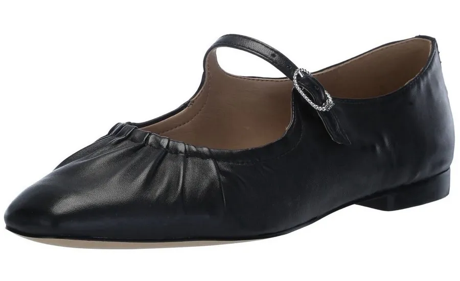 Sam Edelman Micah Ruched Mary Jane Flat Black Leather Size 8 Medium