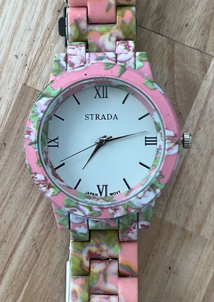 Fashion Watch Strada Brand Floral Patten Bracelet Case Pink