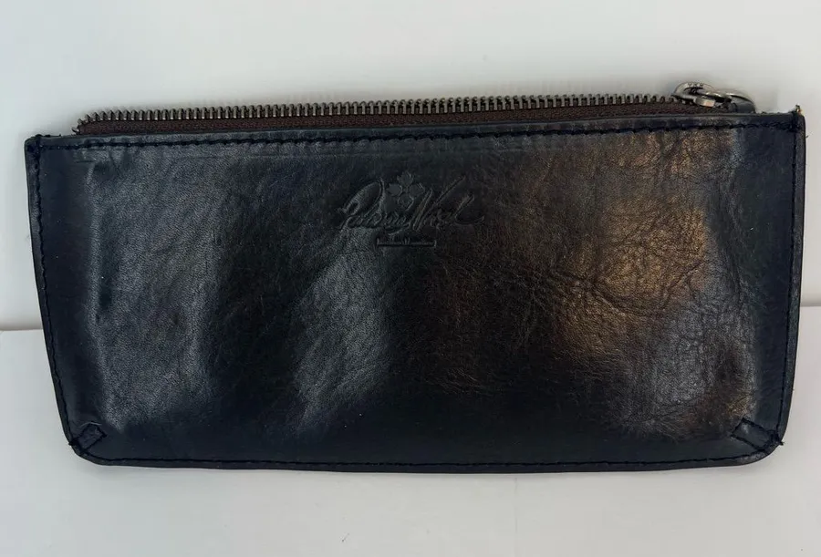 Patricia Nash Black Leather Zipper Pouch Wallet