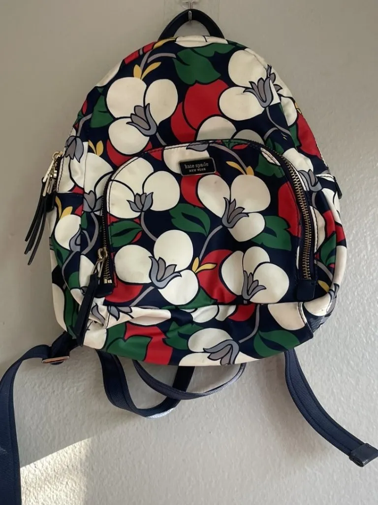Kate Spade New York Dawn Breezy Summer Floral Medium Nylon Backpack Blue