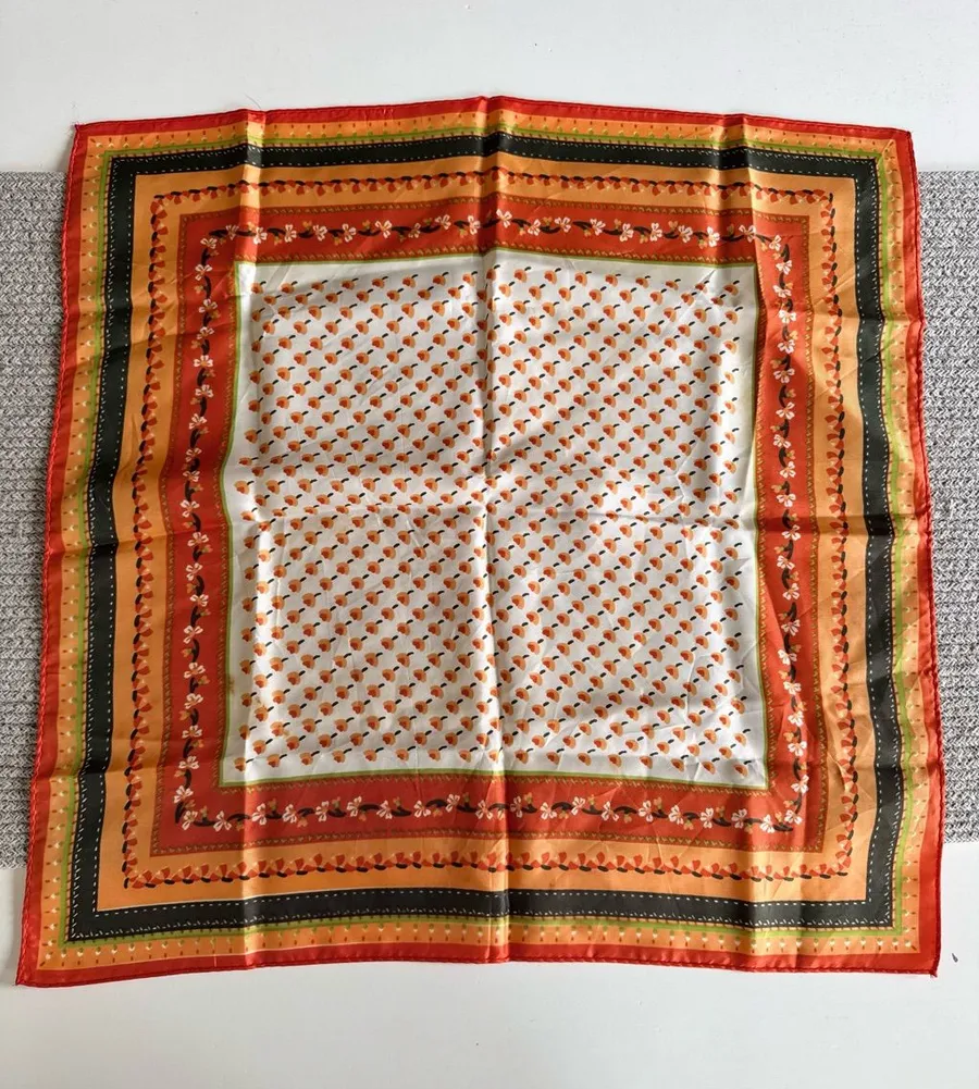 Vintage 70’s Orange, Cream & Green Floral