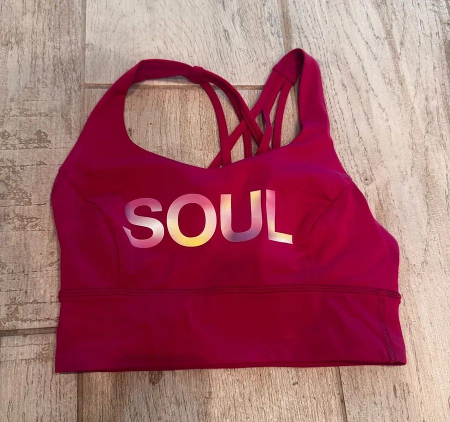 Lululemon x SoulCycle Longline Strappy Back Pink Yoga Sports Bra size 6