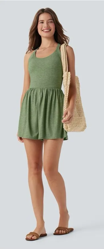 HALARA Padded 2-in-1 Romper with Pockets-Easy Peezy Edition SZ M