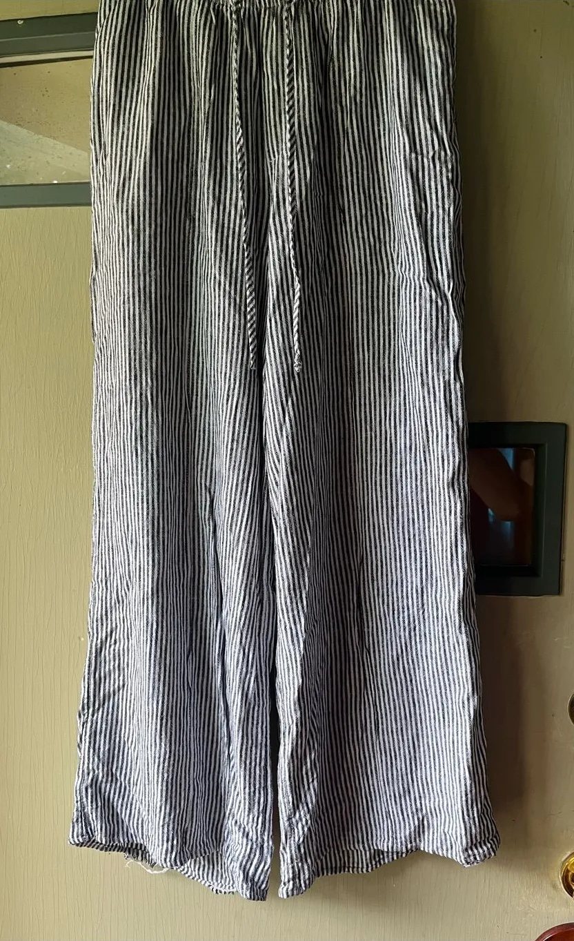 a new day Black and White Striped Wide-Leg Pants