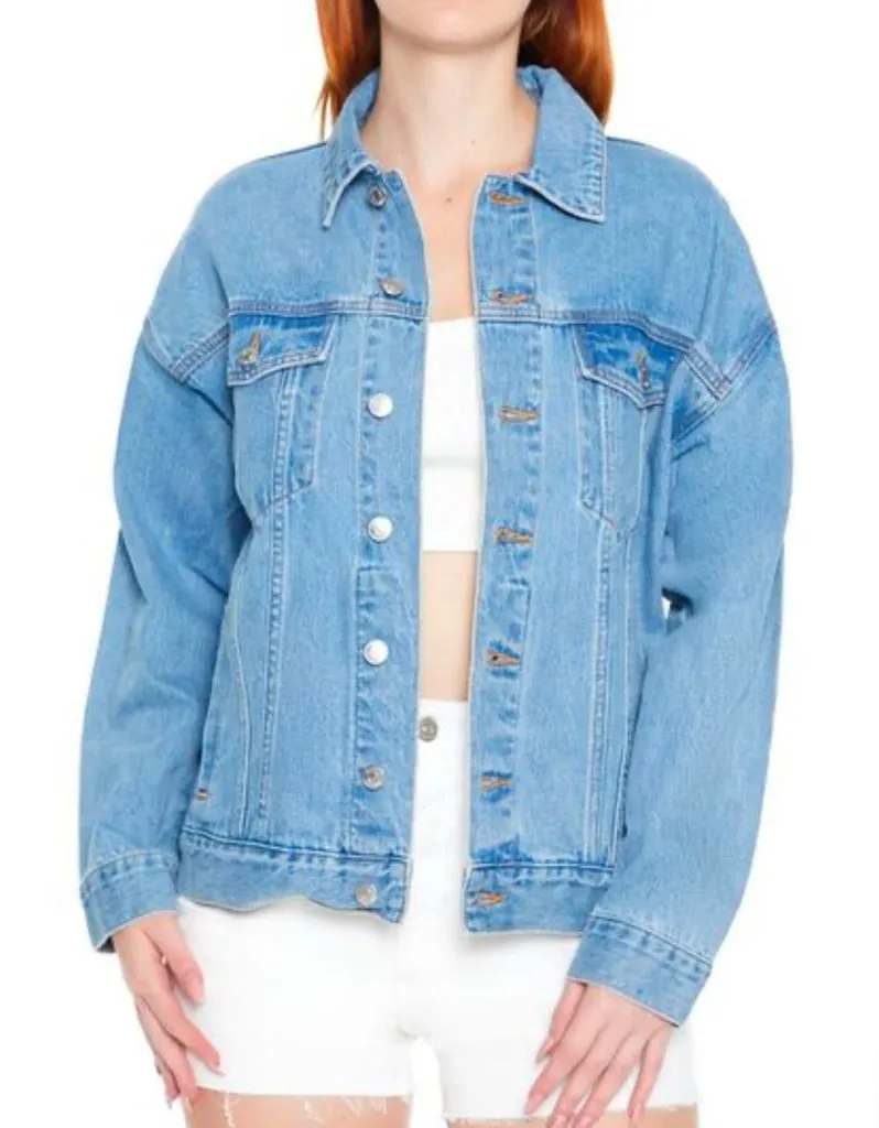 Oversized Denim Trucker Jacket Size Medium