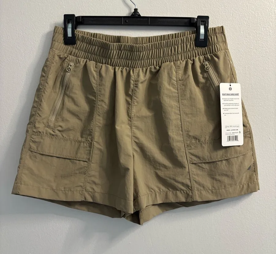 Layer 8 Night Walk Cargo Shorts Womens Small Fallen Rock Tan Nylon Hiking NWT