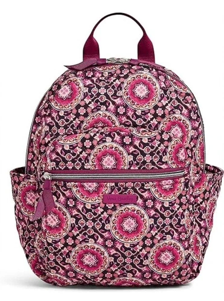 NWOT Vera Bradley Small Backpack Raspberry Medallion Quilted Pink Floral