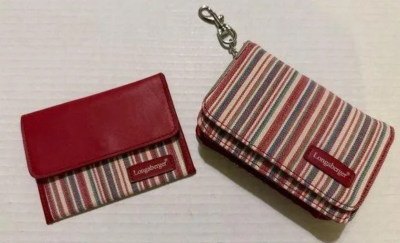 LONGABERGER Homestead Market Stripe Wallet Purse Coin Pouch & CCard Case NWOT