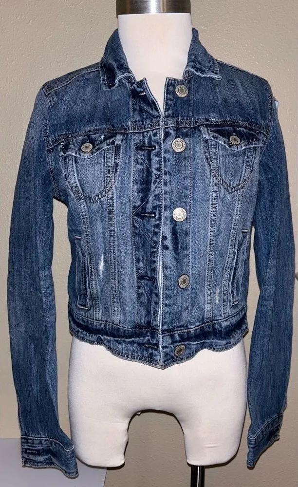 American Eagle Distressed Jean Jacket - Size Medium