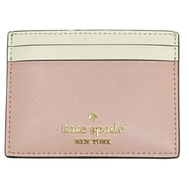 Kate Spade Madison small slim card holder in rose smoke saffiano leather NWT