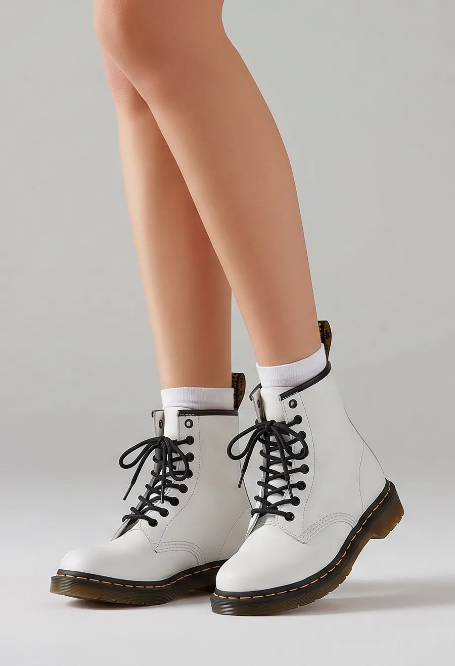 NWOT Dr Martens white leather high top ankle boots sz 6