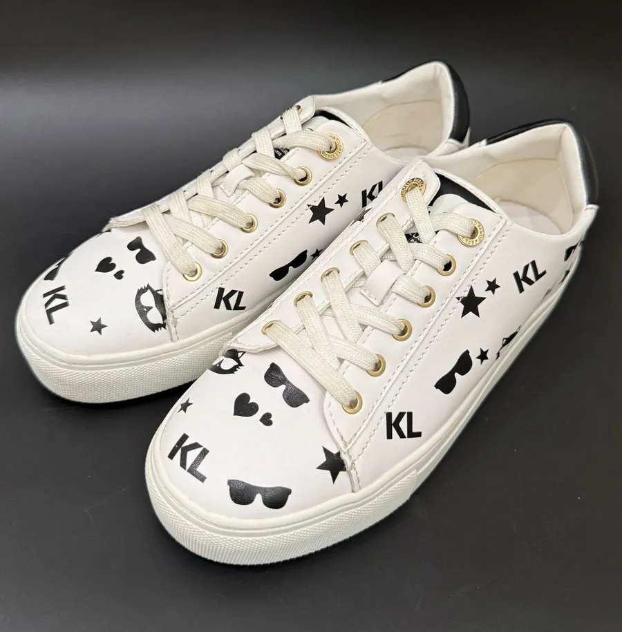 KARL LAGERFELD Cate Choupette Print Black White Women’s Sneakers Size 7M US 37.5