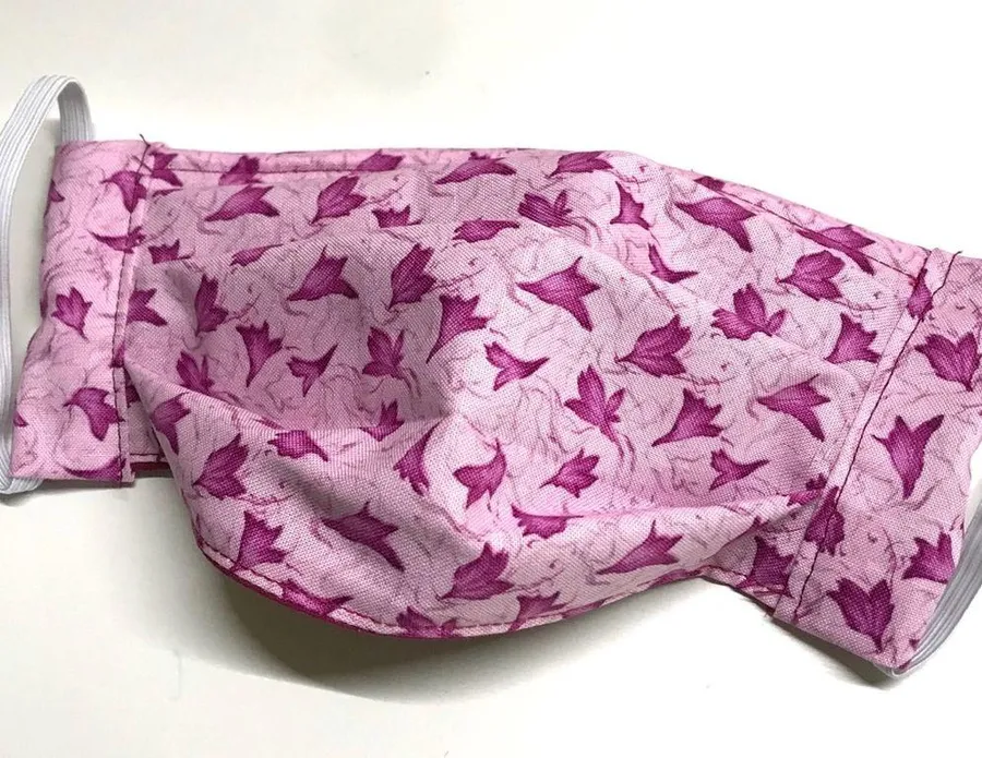 MunandMe Pink floral cotton adult cloth face mask
