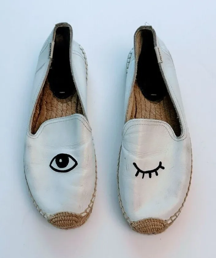 Soludos Jason Polan Wink Embroidered Leather Espadrilles Women’s Size 7 Shoes