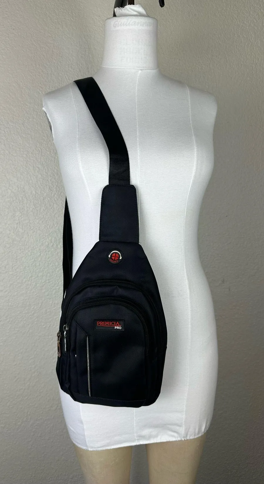 Cross Body Bag Unisex Black Nylon Backpack Adjustable Sports Primicia Pro