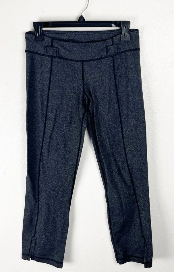 LULULEMON Belt It Out Charcoal Gray Ankle Slits Cropped Pants Size 8 Dance Yoga