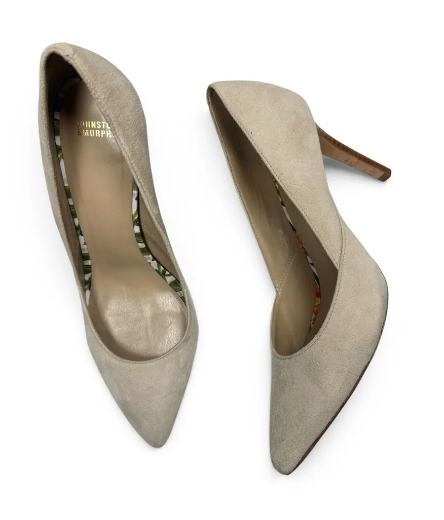 Johnston & Murphy Beige Suede pointed-toe Pumps Heels S-588 Sz 8.5