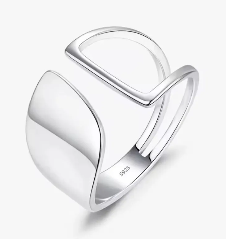 Unisex Unique, 925 Silver Minimalist Ring, Adjustable
