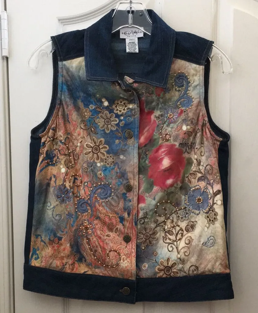 FINAL MARKDOWN Ladies’ Graff Wear Petite Beaded & Embroidered Vest (PXS) Size undefined