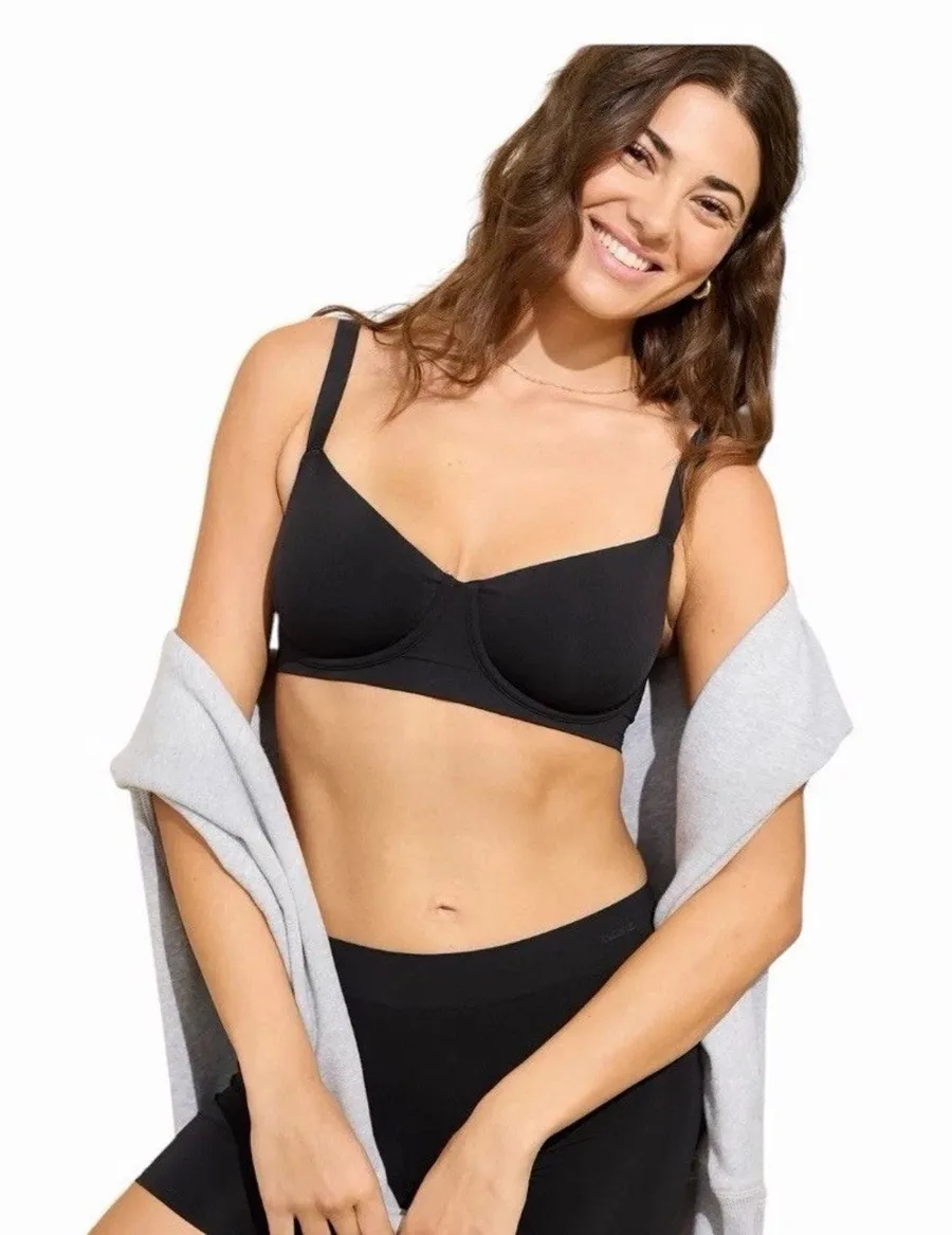 Aerie Smoothez 32B Black Full Coverage Bra Smooth Everyday Comfort NWT