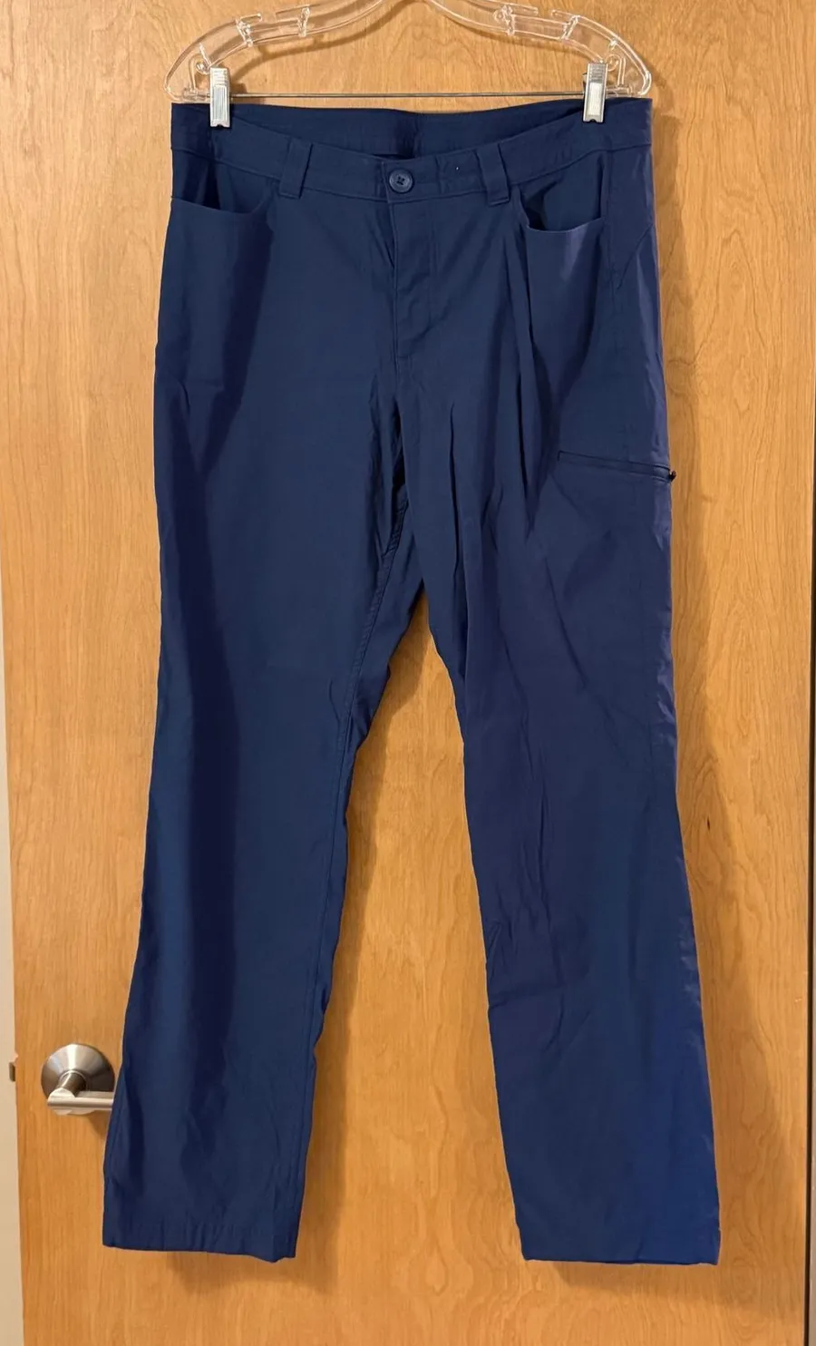 Eddie Bauer Hiking Pants Womens 14 Navy Zip Pocket Straight Leg Outdoor Trail