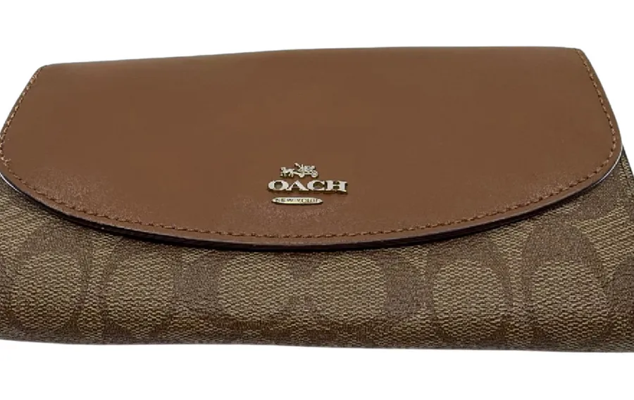Coach Continental Flap Brown Signature Canvas Wallet