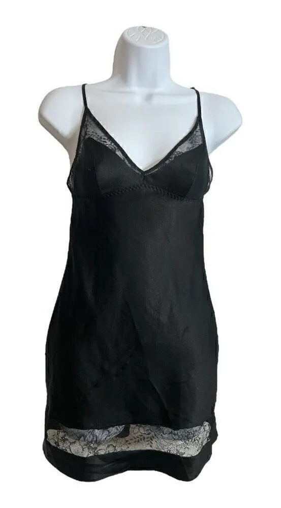 Victoria Secret Black Lace Teddy Babydoll Size XS Lingerie Adjustable Strap