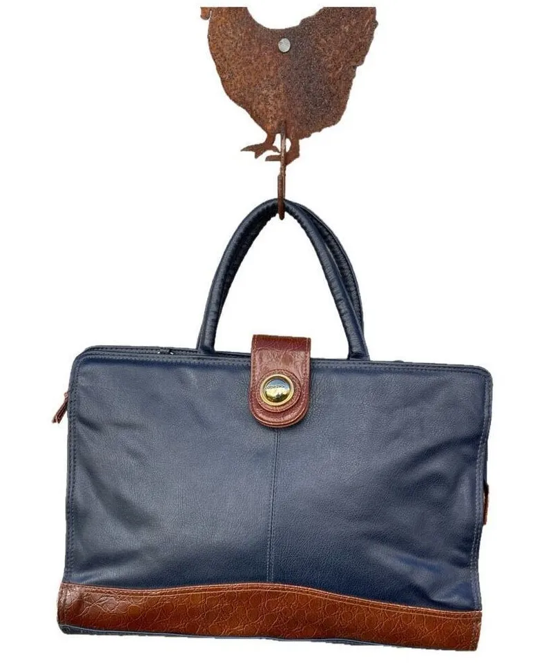 Vintage Capezio black & brown faux leather laptop briefcase