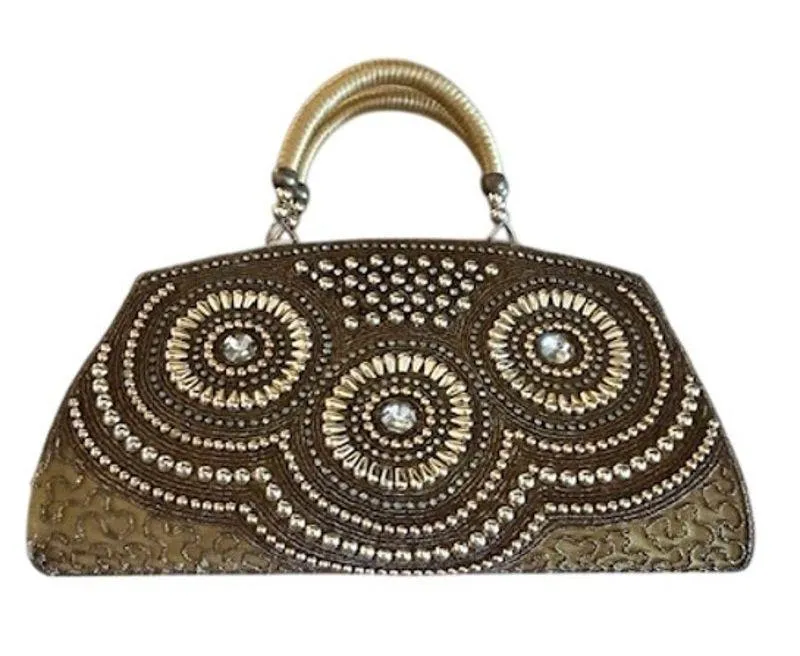 Vintage 1990s Gold Beaded Evening Bag Dual