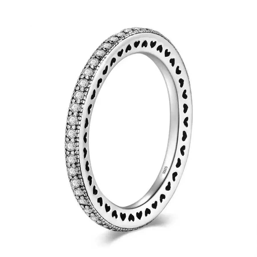 SIZE 5 925 Hearts Clear CZ Stackable Ring