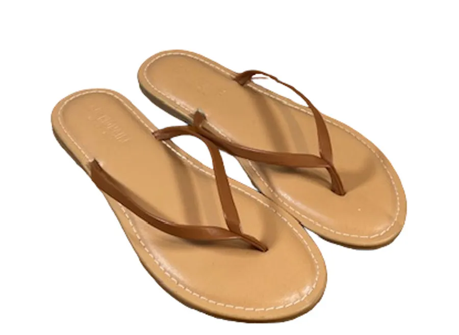 Cushionaire Cora Women’s Beige Thong Slip On Flat Casual Summer Sandals Size 6.5