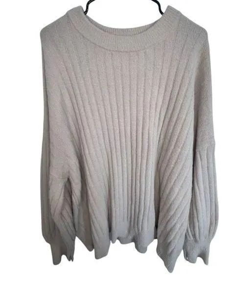 Aerie Blush Pink Oversized Fuzzy Long Sleeve Ribbed Sweater