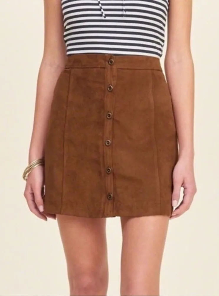 Hollister Brown Button-Front Mini Skirt Size 3