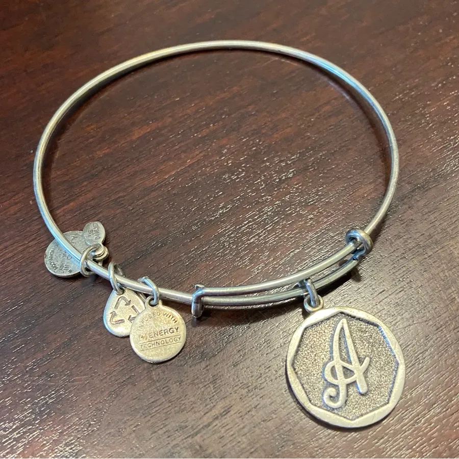 Alex and Ani charm bangle bracelet, silver toned