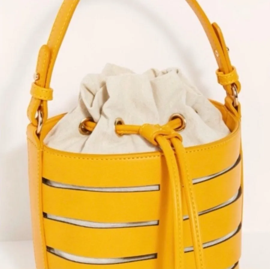Free People Yellow Bucket Drawstring Mini Bag