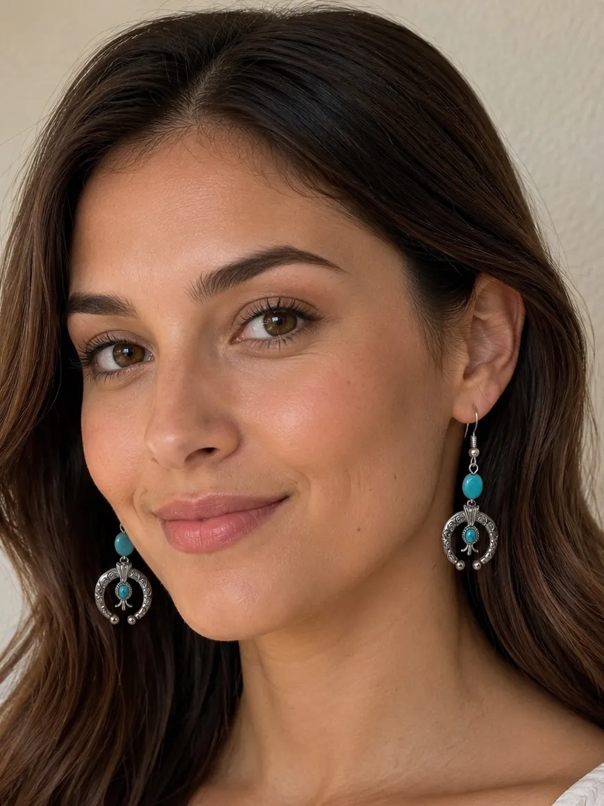 Jessica Simpson Turquoise Drop Silver Hoop Earrings - Women Jewelry