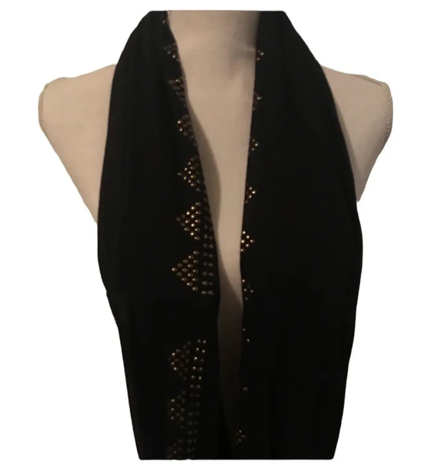 Black Infinity Scarf with Gold Embellishment