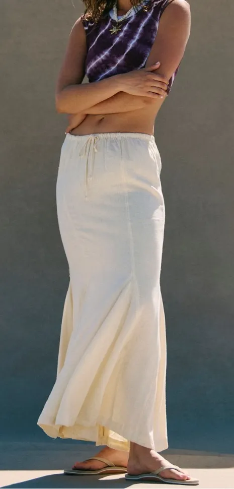 Free People Mermaid Linen Blend Maxi Skirt. Size S. MSRP $78