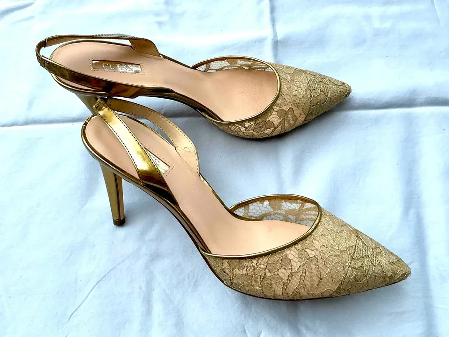 Elegant Gold Lace Women’s Heels