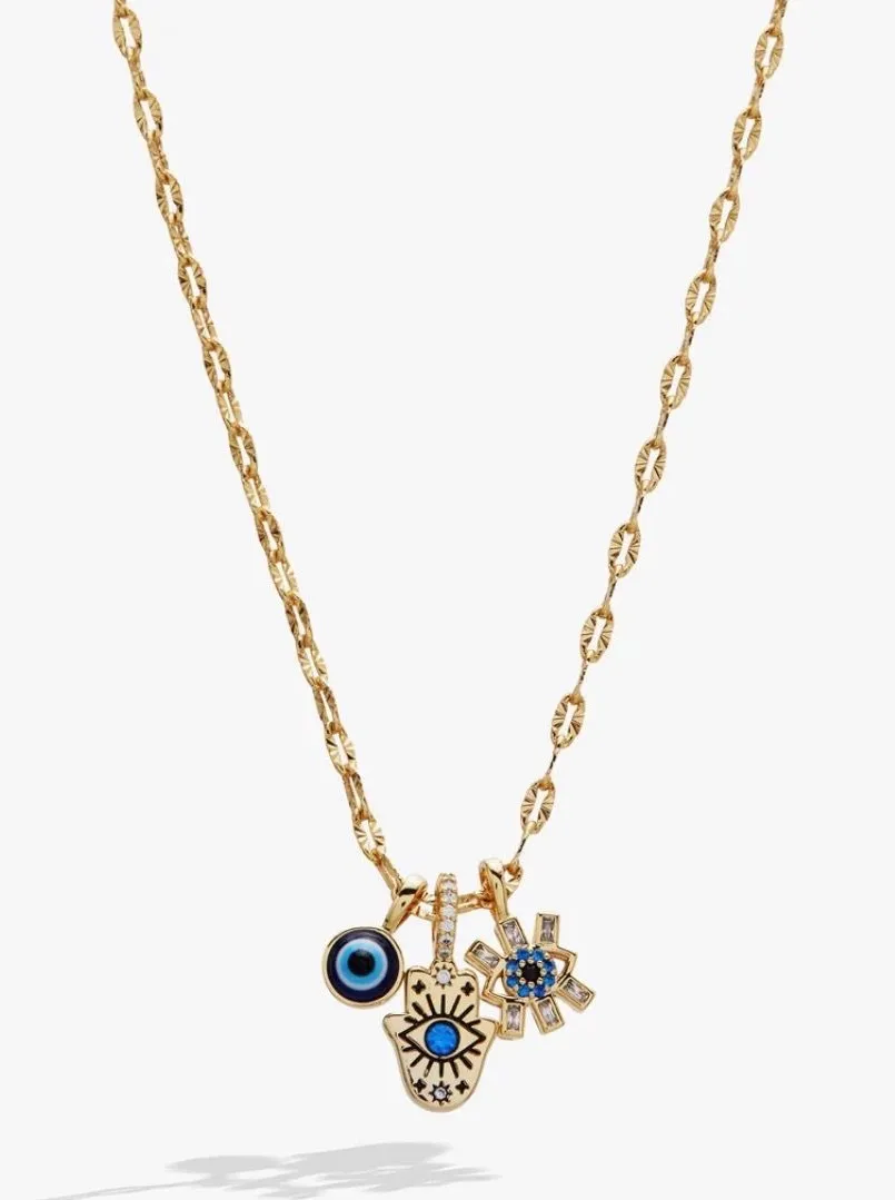 Evil Eye Triple Charm Necklace
