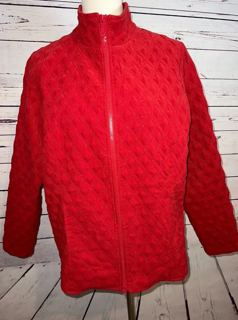 NTCO Nomadic Traders Quilted full zip jacket Large Lined Red Christmas Puffer