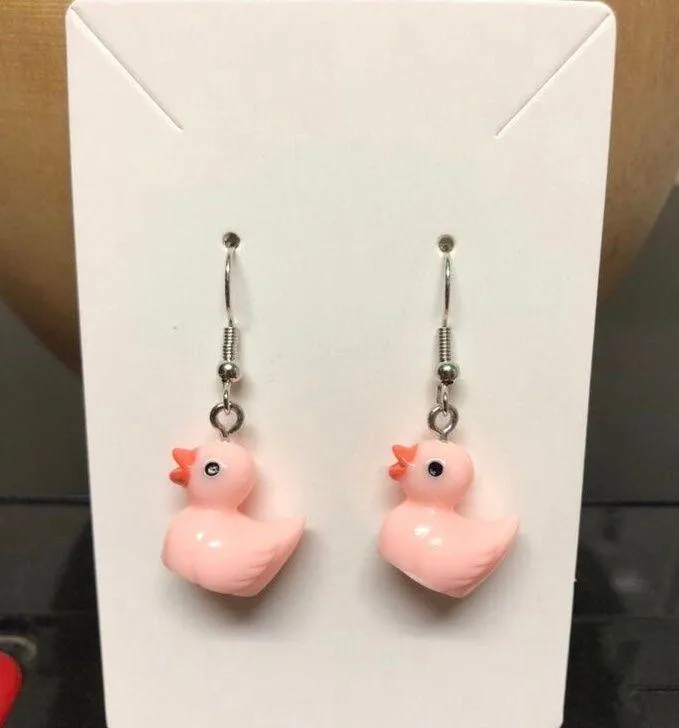 Pink Duck Earrings