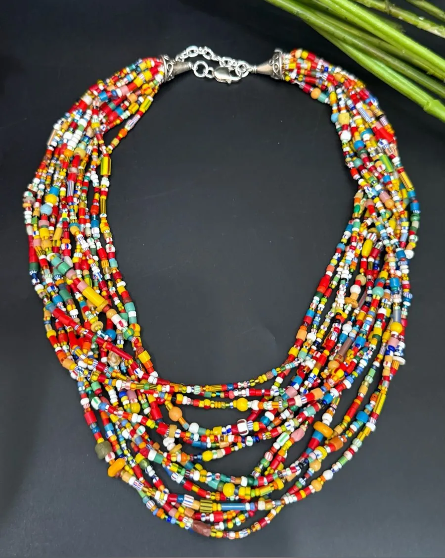 Handcrafted Multicolored African Glass Seed Beads 14